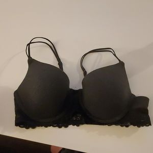 Dark grey lace and cotton bra. 36B